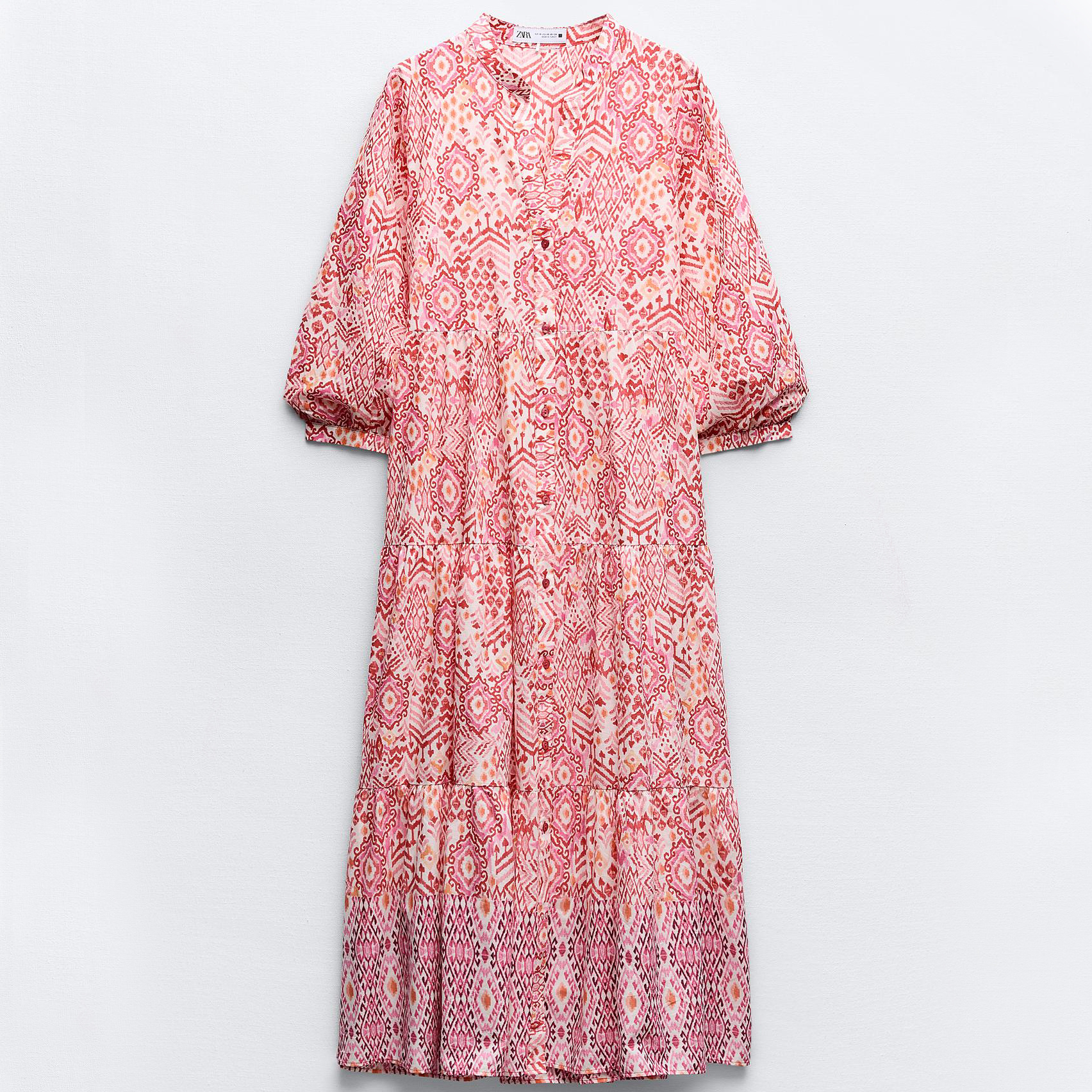 Платье Zara Panelled Printed, розовый/белый платье с воротником халтер и v образным вырезом zara синий индиго