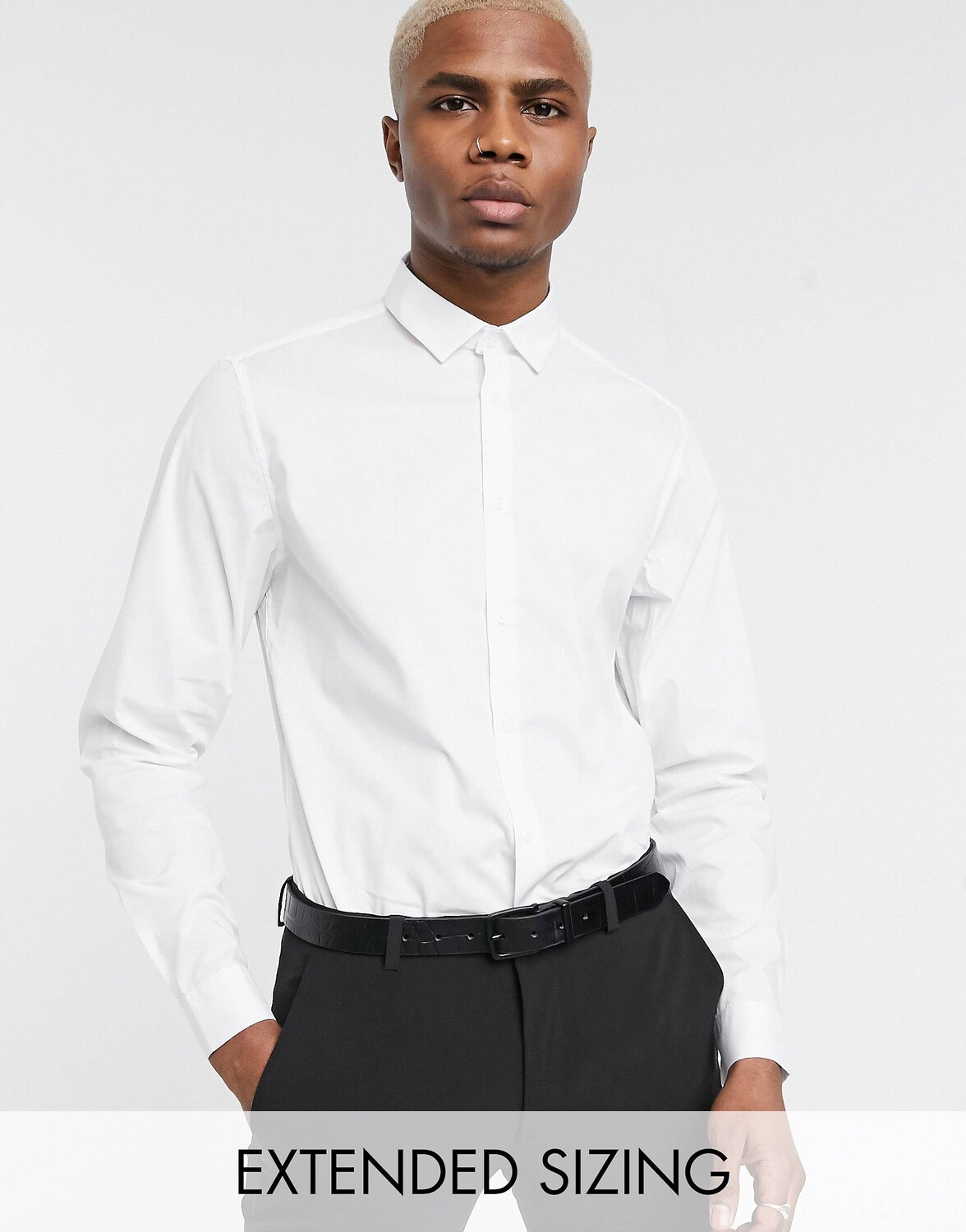 

Белая рубашка узкого кроя стрейч ASOS DESIGN