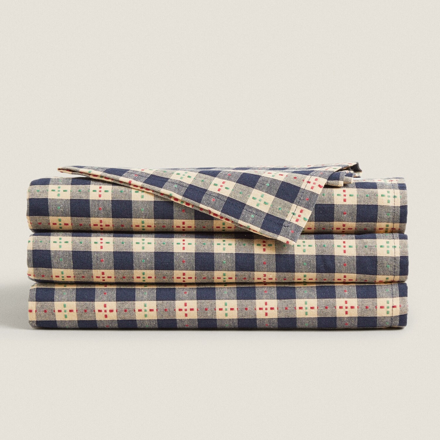 

Скатерть Zara Home Christmas Check, 150 x 250 см, синий/бежевый