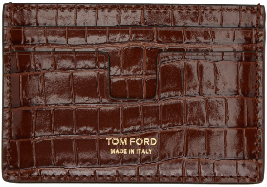 

Коричневая классическая визитница Croc TOM FORD