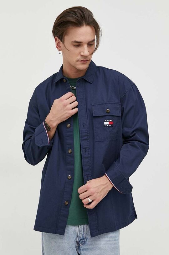 

Хлопчатобумажную рубашку Tommy Jeans, темно-синий