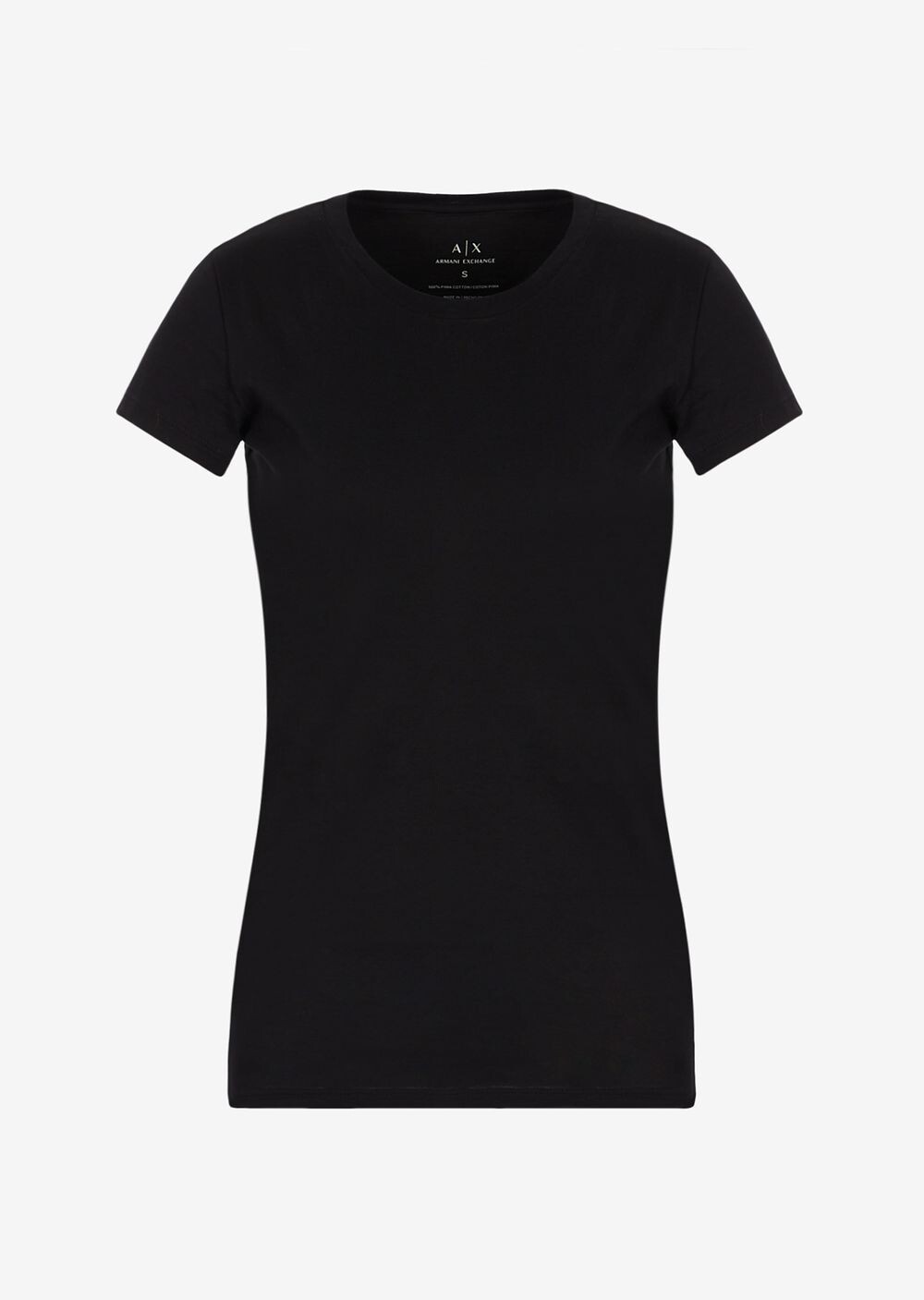 

Приталенная футболка из хлопка пима с короткими рукавами Armani Exchange, черный