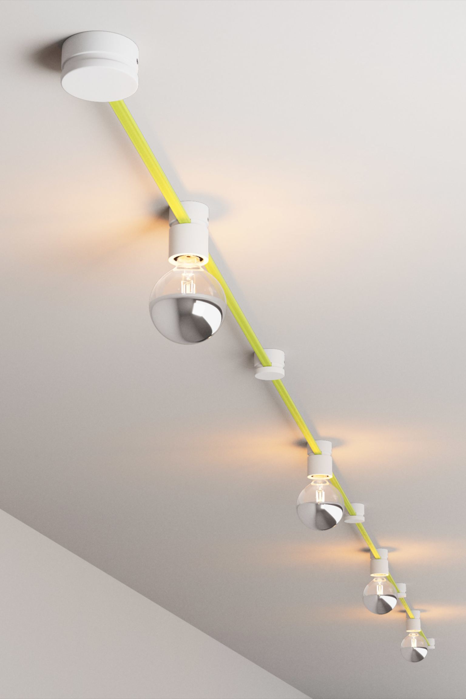 цена Потолочный светильник Creative Cables Personalized, флуоресцентно-желтый/белый