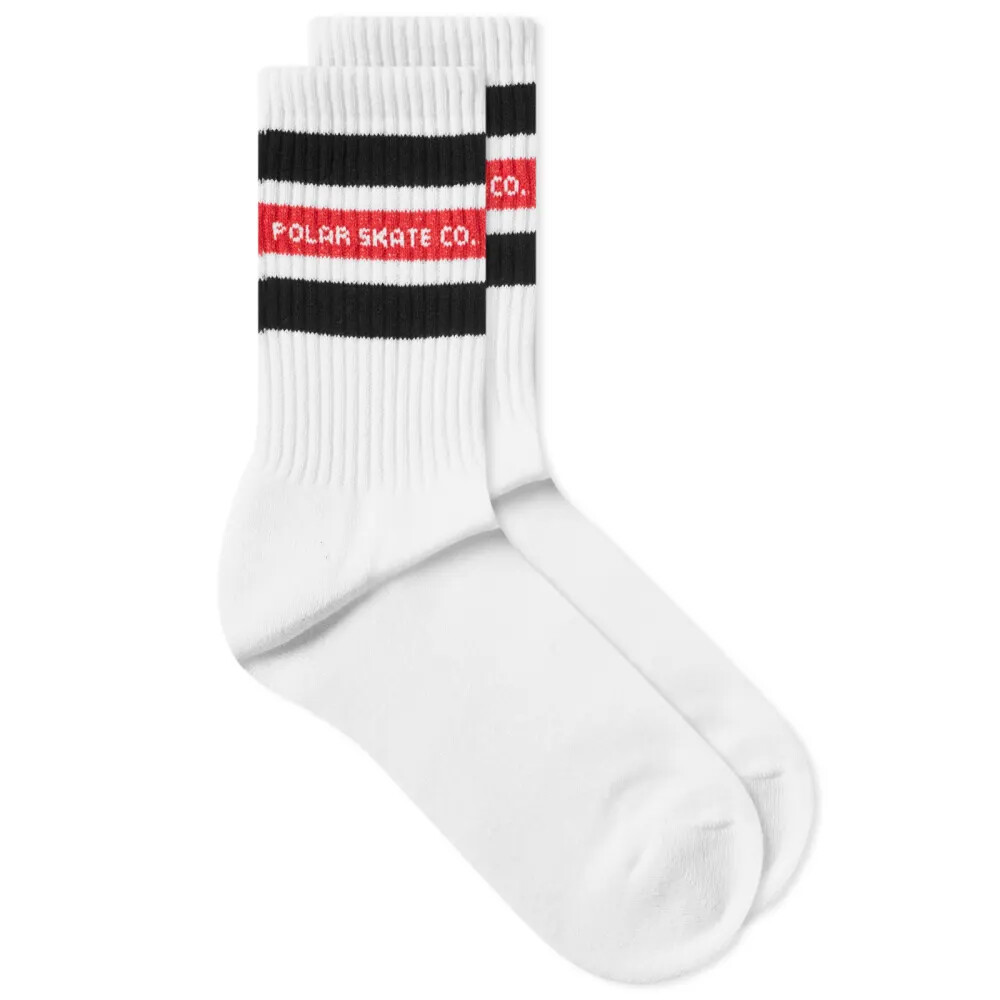 

Носки Polar Skate Co. Fat Stripe, белый/красный/черный