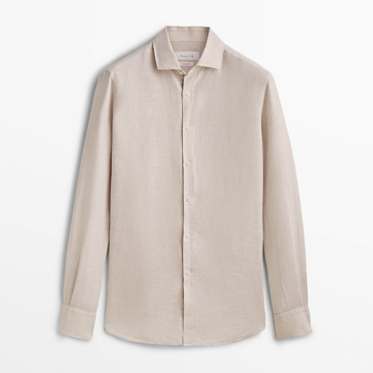 

Рубашка Massimo Dutti Slim Fit Houndstooth Linen Blend, бежевый