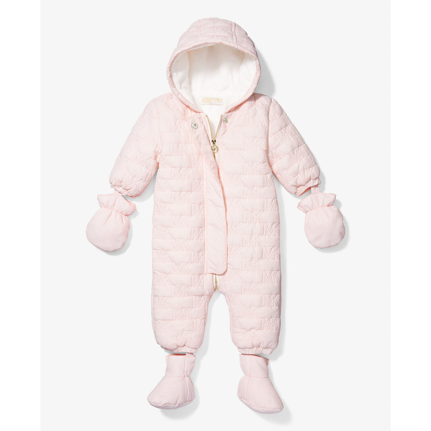 

Комбинезон Michael Kors Kids Quilted Signature Logo Baby, бледно-розовый