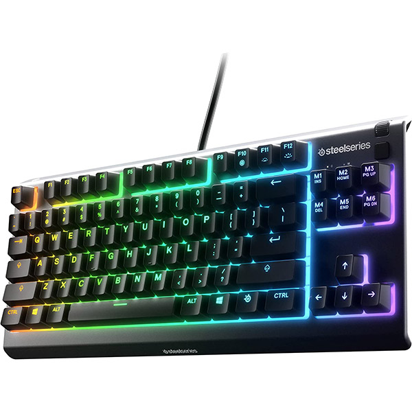 Проводная игровая клавиатура SteelSeries Apex 3 TKL, Whisper Quiet Gaming Switch, черный - фото