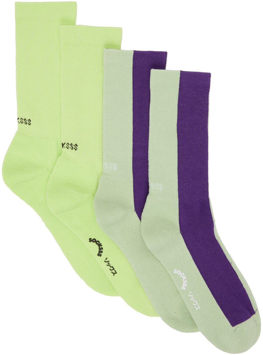 

Набор из двух пар зелено-фиолетовых носков SOCKSSS
