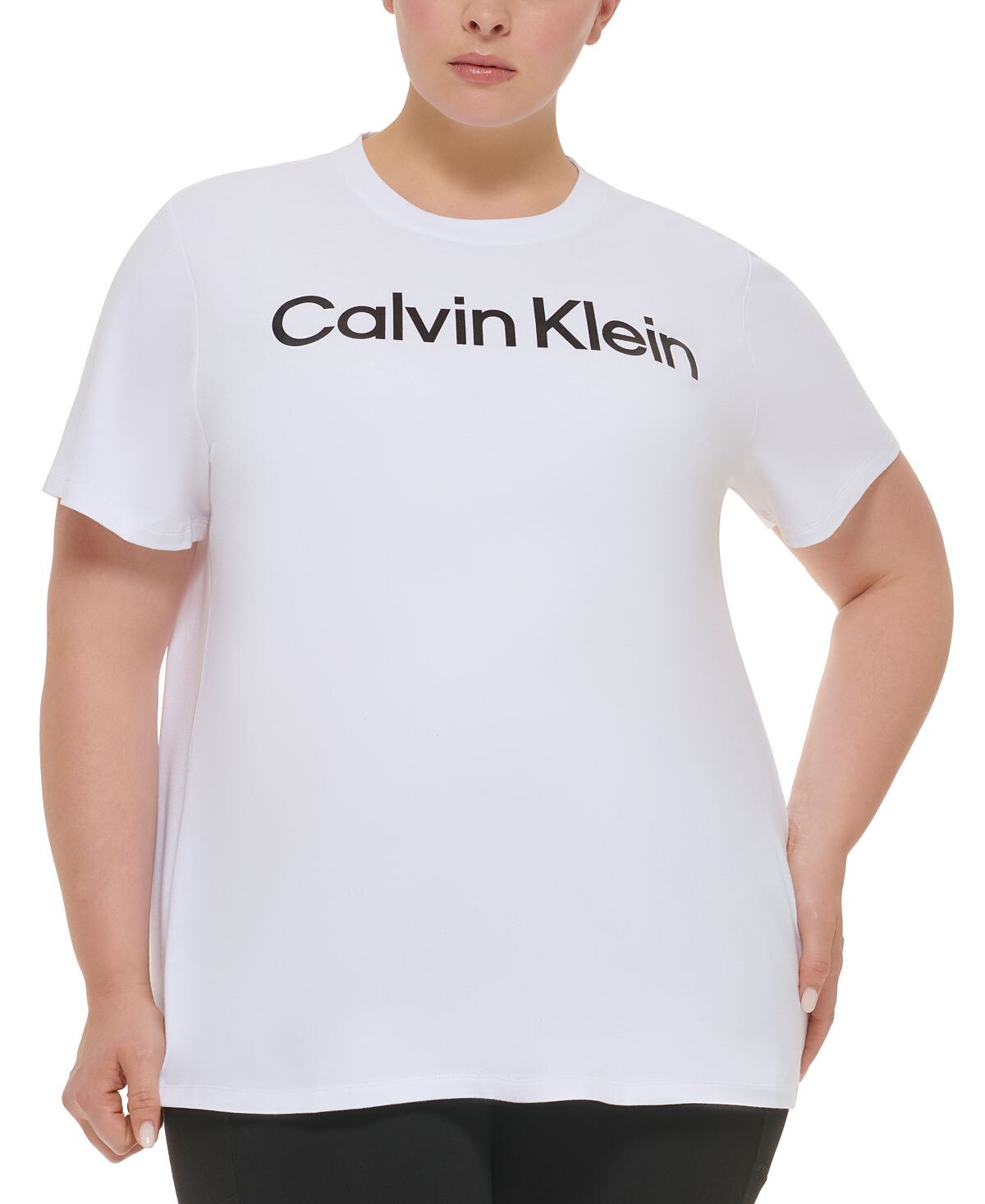 

Плюс размер футболка с круглым вырезом и логотипом Calvin Klein, белый