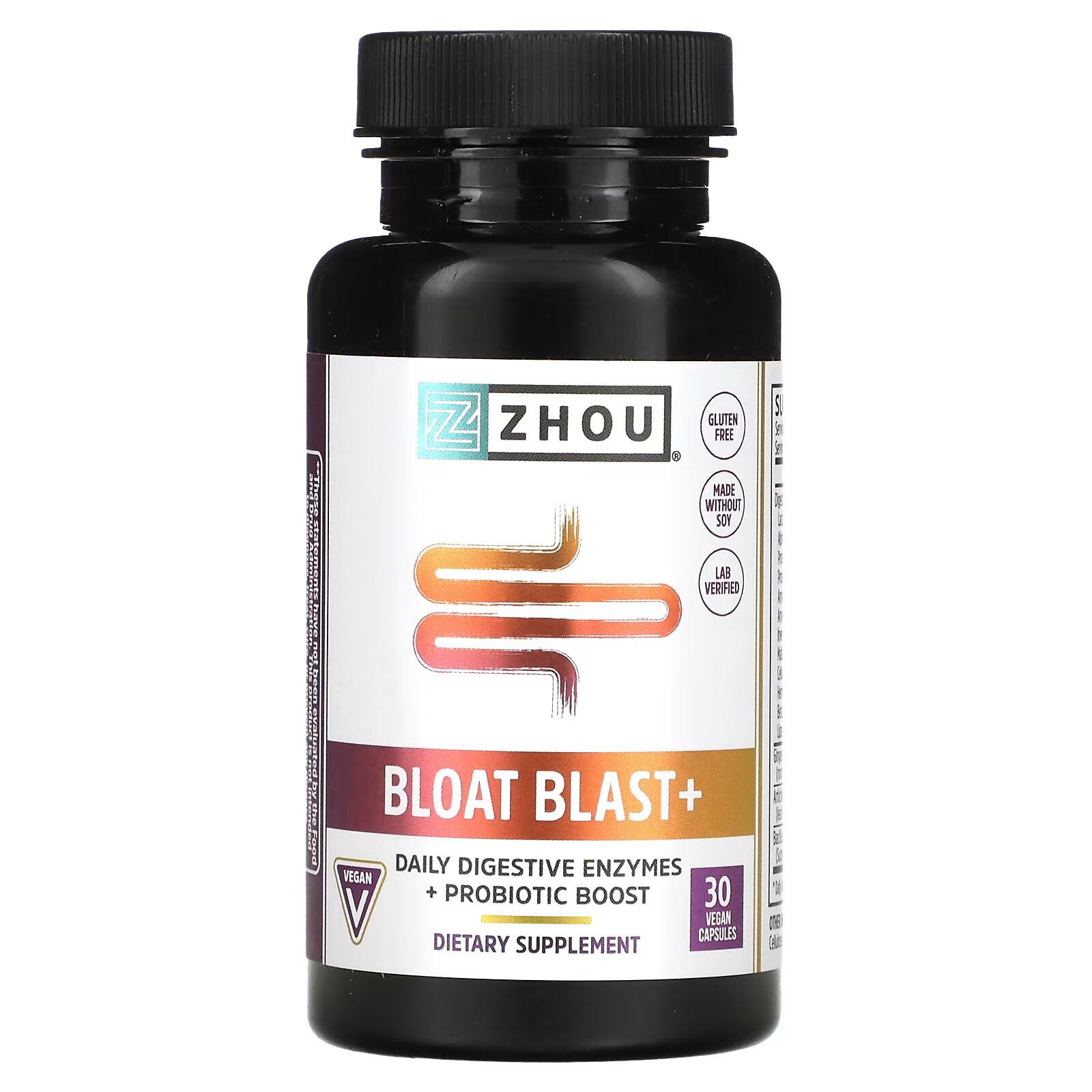 Zhou Nutrition, Bloat Blast +, 30 веганских капсул zhou nutrition bloat blast 30 веганских капсул