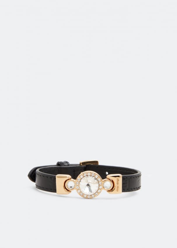 

Браслет MIU MIU Croco-print leather bracelet, черный
