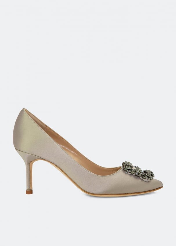

Атласные туфли MANOLO BLAHNIK Hangisi satin pumps, серый