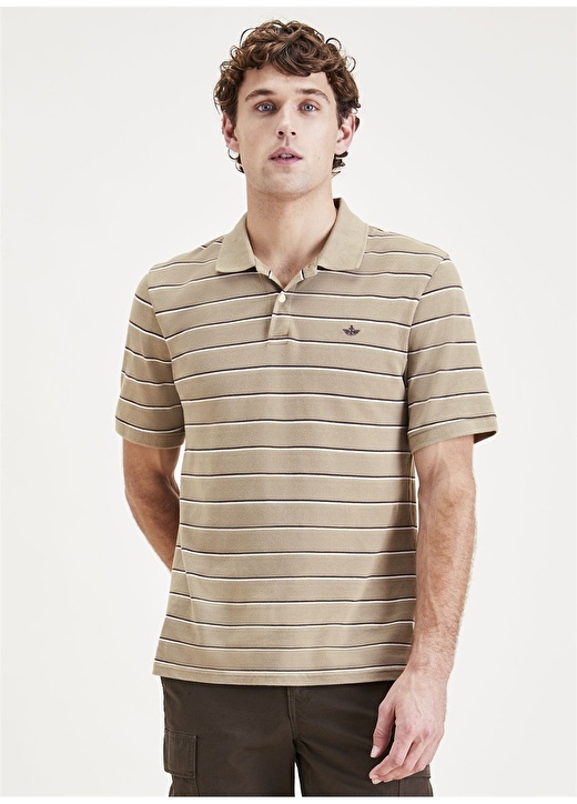 цена Серебристая мужская футболка-поло с воротником поло Dockers