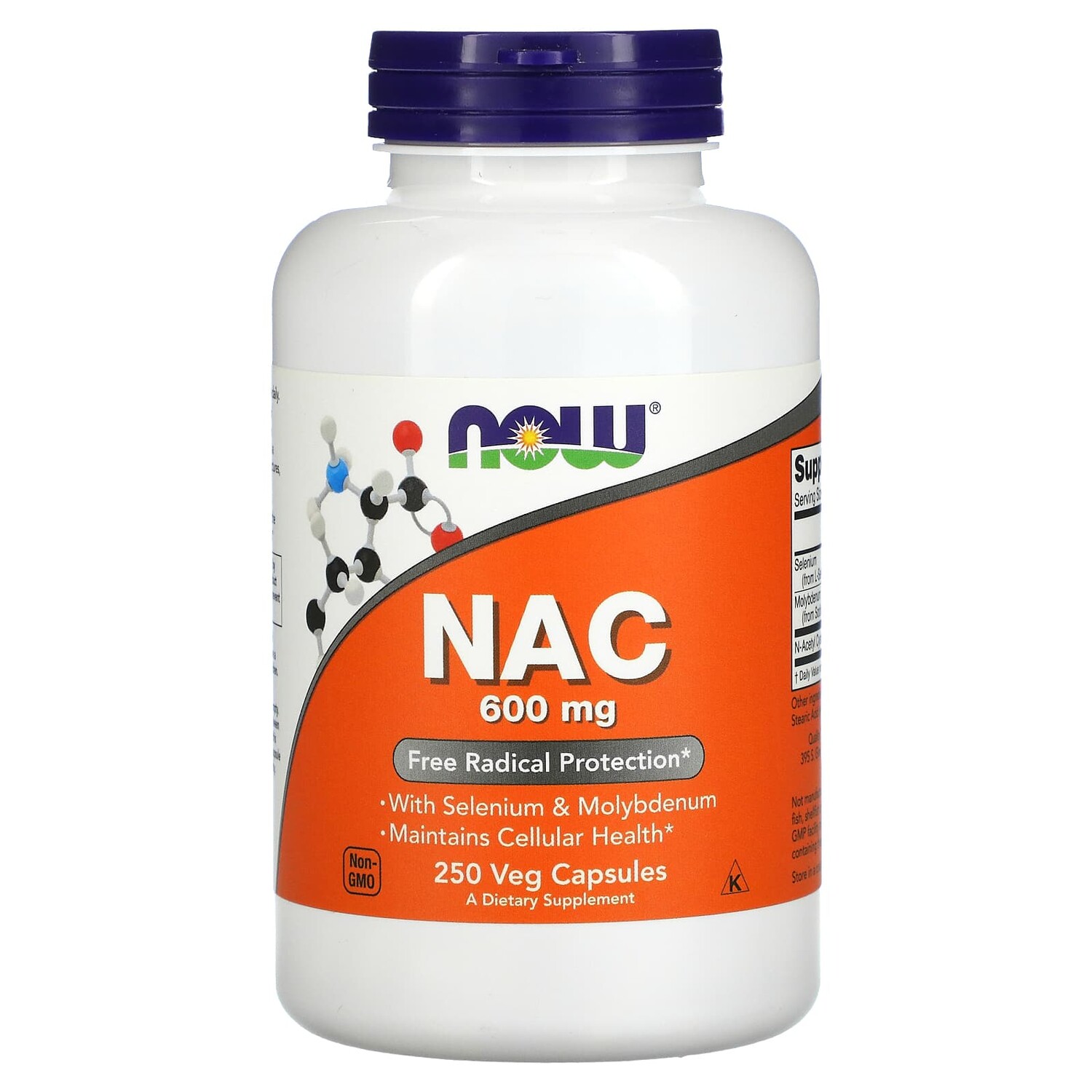 

NAC (N-ацетилцистеин), 600 мг, 250 вегетарианских капсул, NOW Foods