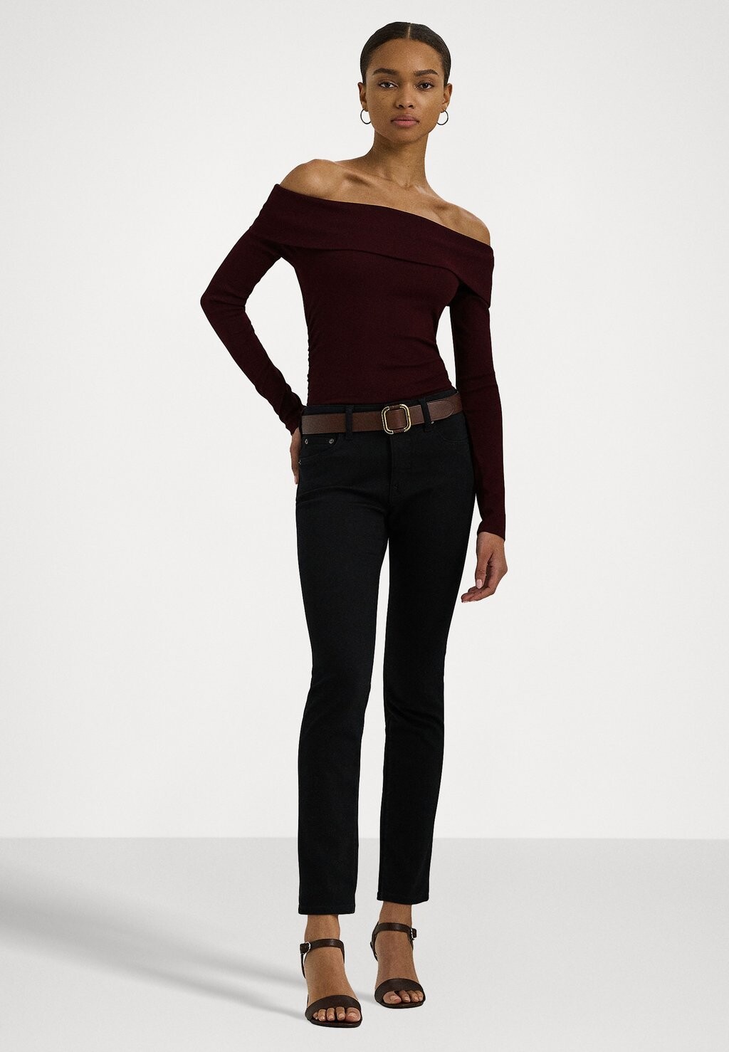 

Топ с длинными рукавами COTTON BLEND OFF THE SHOULDER TOP Lauren Ralph Lauren, Бордо