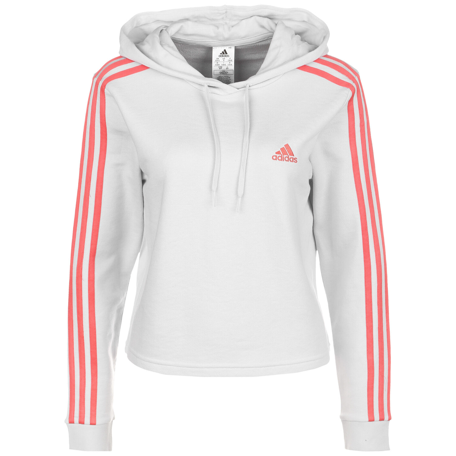 

Толстовка Adidas Sportswear Kapuzenpullover Essentials 3 Streifen Cropped, цвет hellgrau/rosa