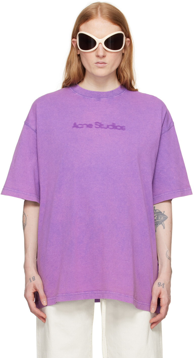 

Фиолетовая футболка с выцветшими узорами Acne Studios
