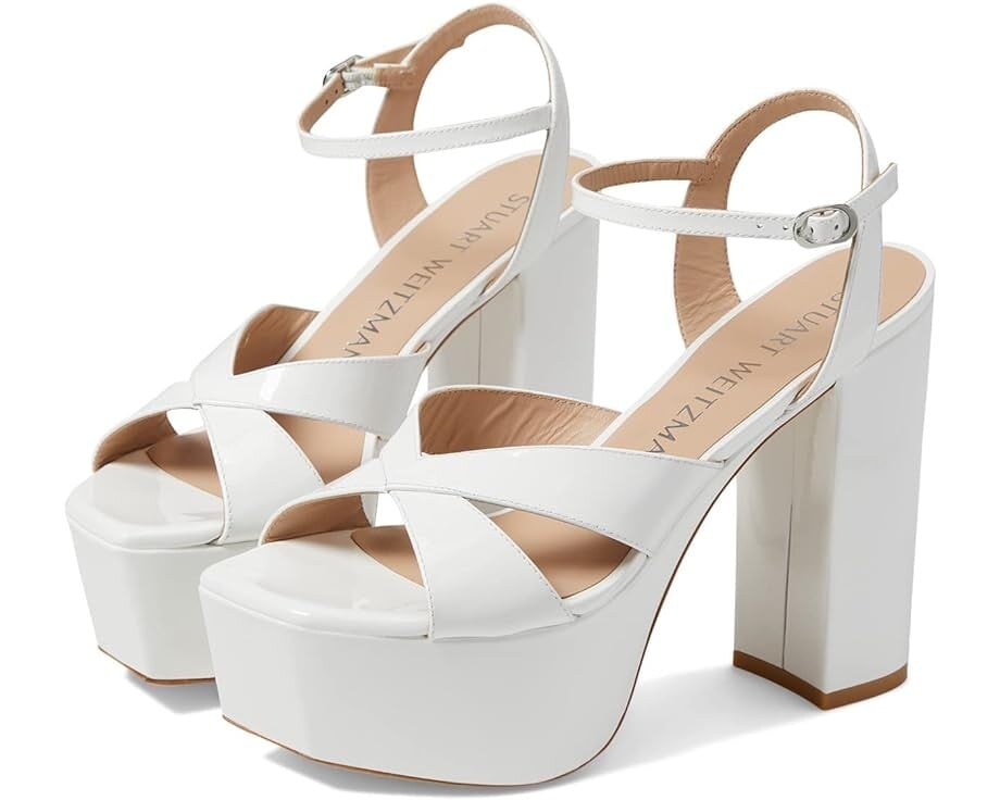 

Туфли Stuart Weitzman Miami Squarehigh 140 Platform Sandal, белый