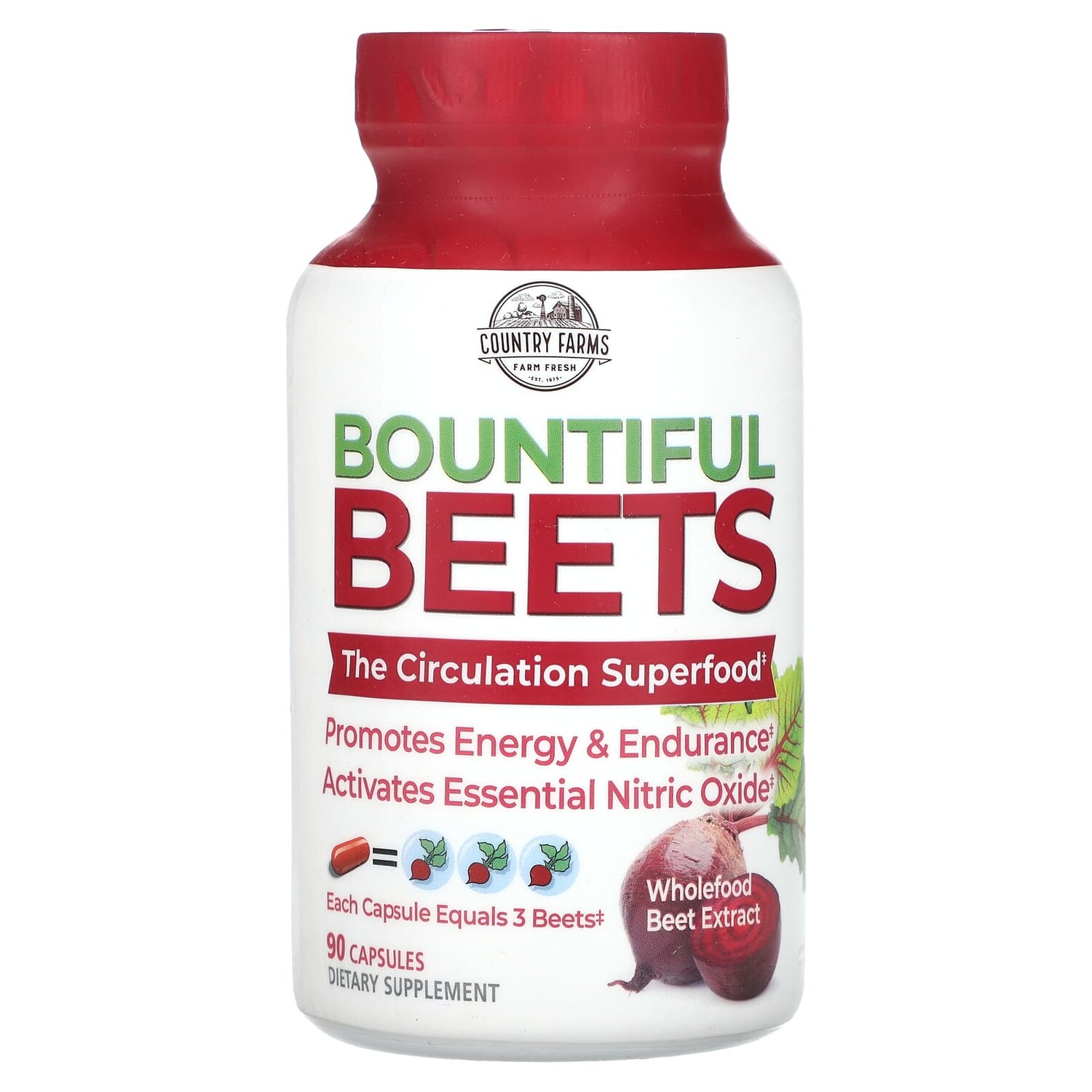 

Bounful Beets, экстракт цельной свеклы, 90 капсул, Country Farms