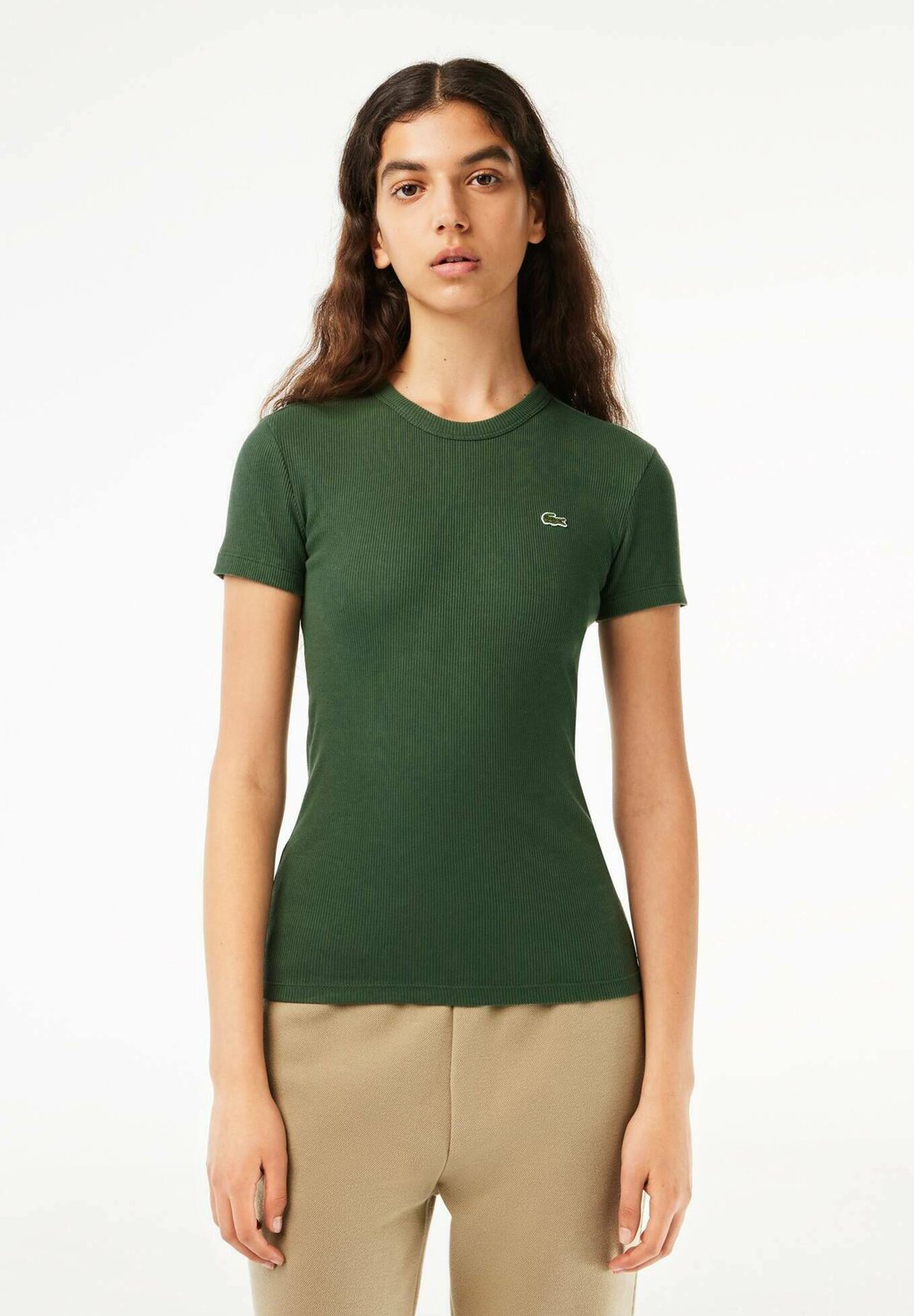 Базовая футболка Lacoste, зеленый цена и фото