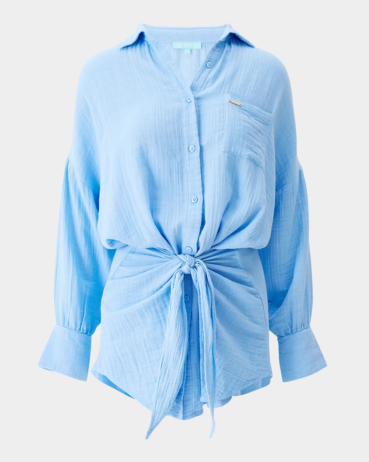 

Мини-платье-рубашка Sara с запахом и запахом Melissa Odabash, цвет Dusty Blue