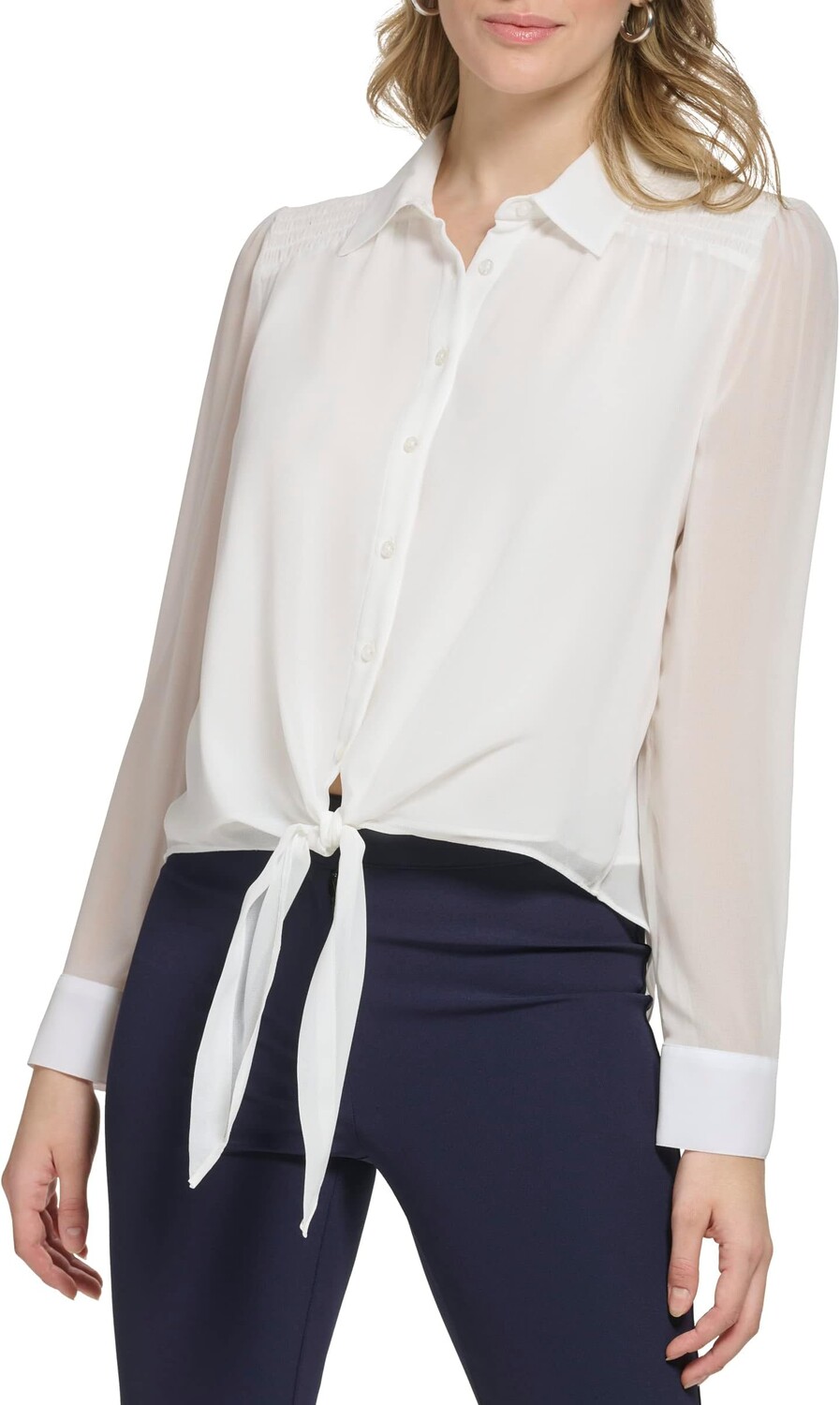 

Длинные рукава со сборками на плечах Calvin Klein, цвет Soft White