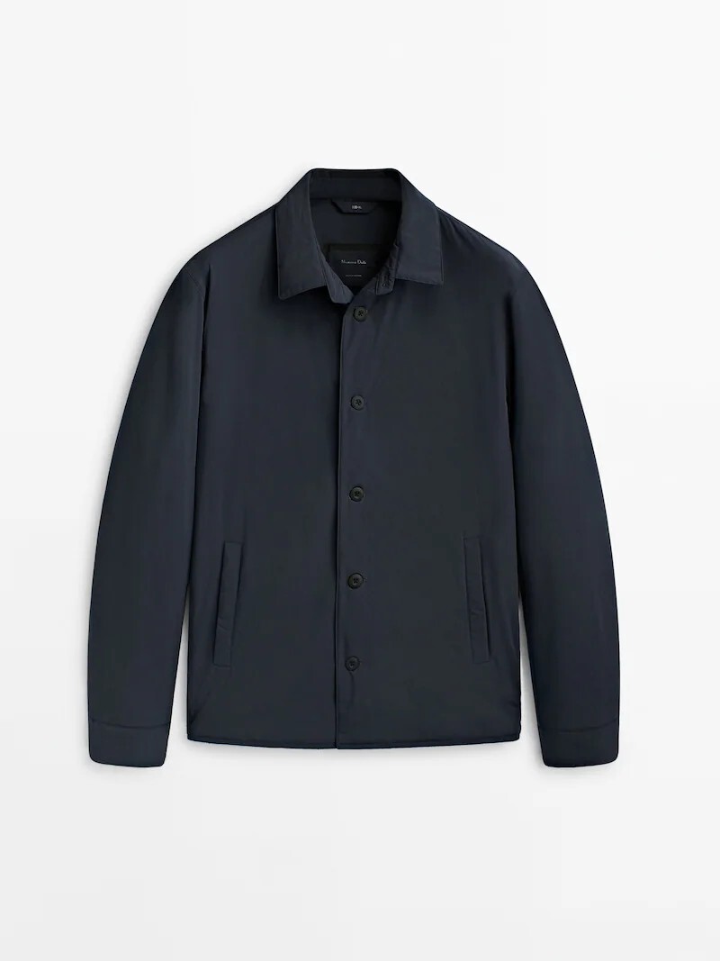 

Куртка-рубашка Massimo Dutti Ultralightweight Technical, темно-синий