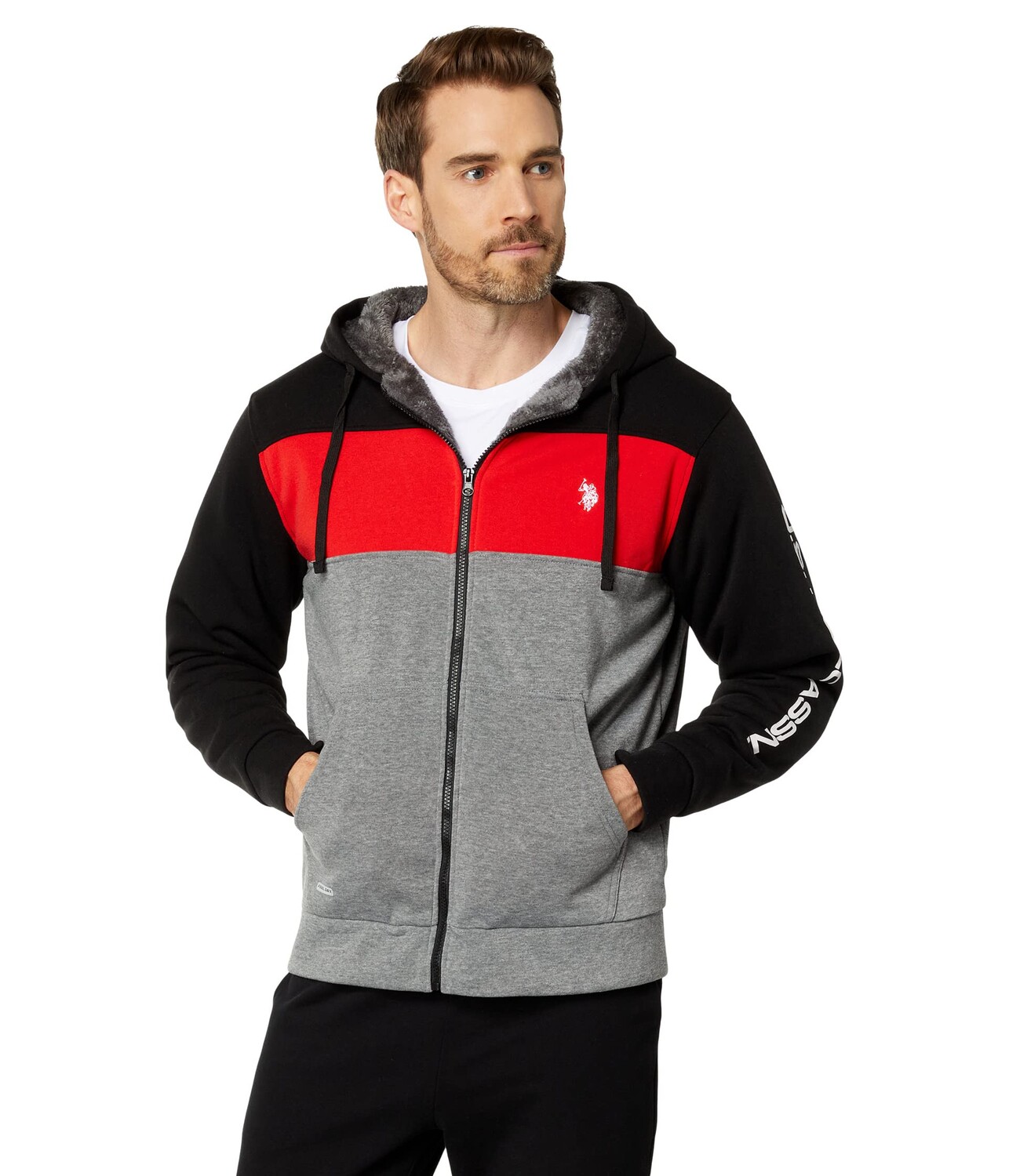 

Худи U.S. POLO ASSN., Sleeve Wordmark Color-Block Hoodie