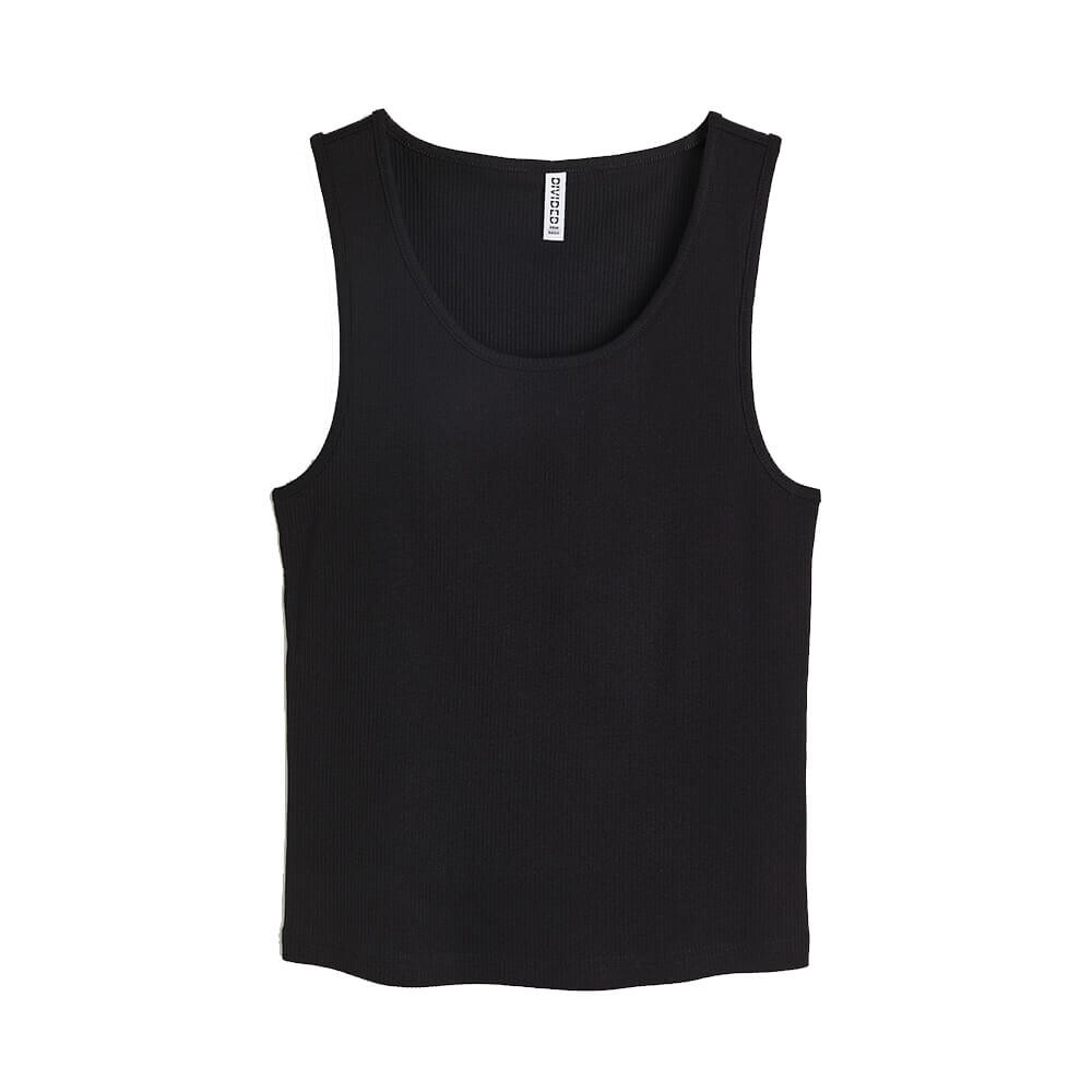 Топ H&M Ribbed Cotton Tank, чёрный