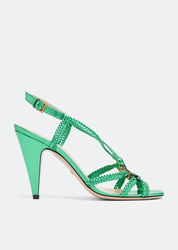 

Сандалии GUCCI Crystal Interlocking G sandals, зеленый
