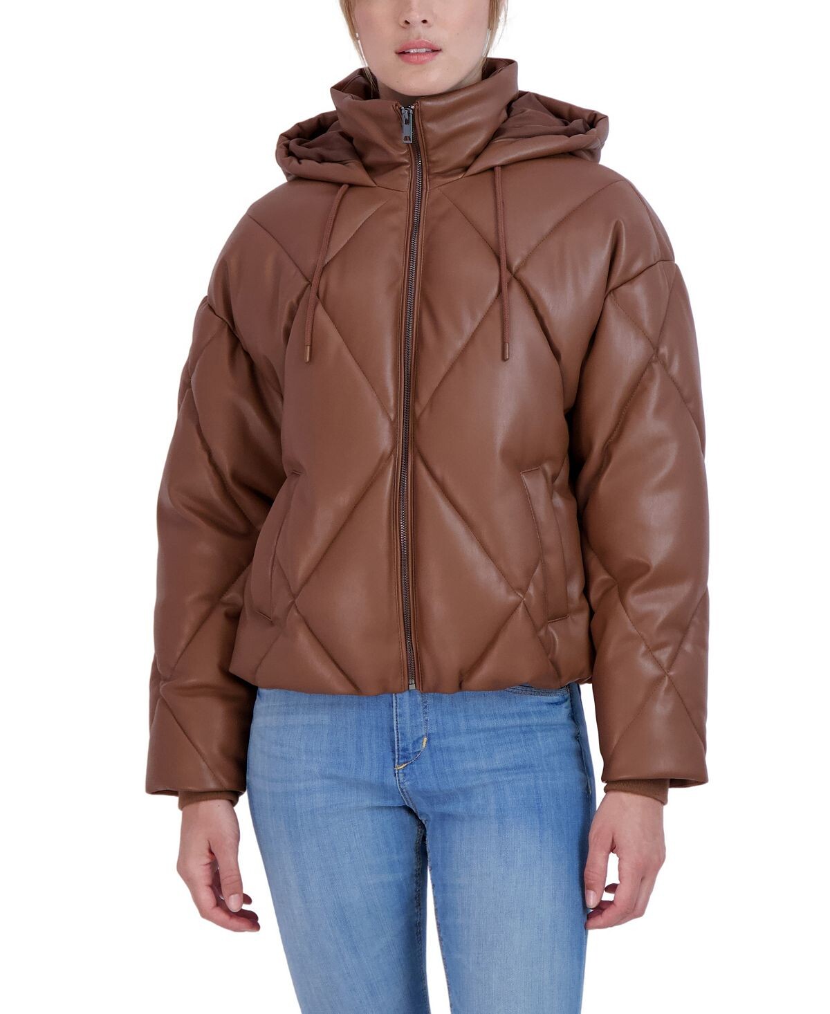 

Женское пуховое пальто из искусственной кожи Sebby Collection, Коричневый