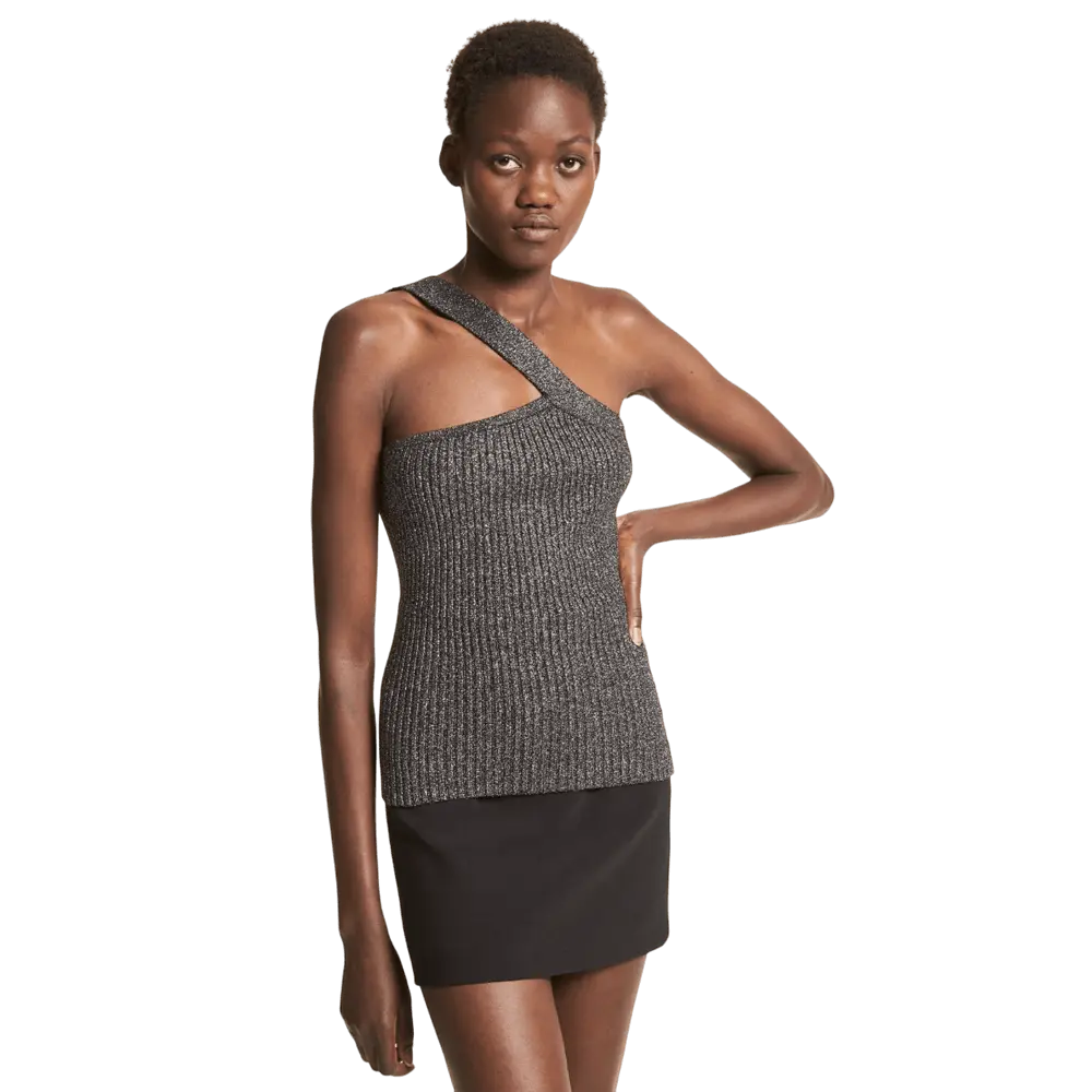 

Топ Michael Kors Metallic Stretch Viscose Asymmetric, черный/серебристый