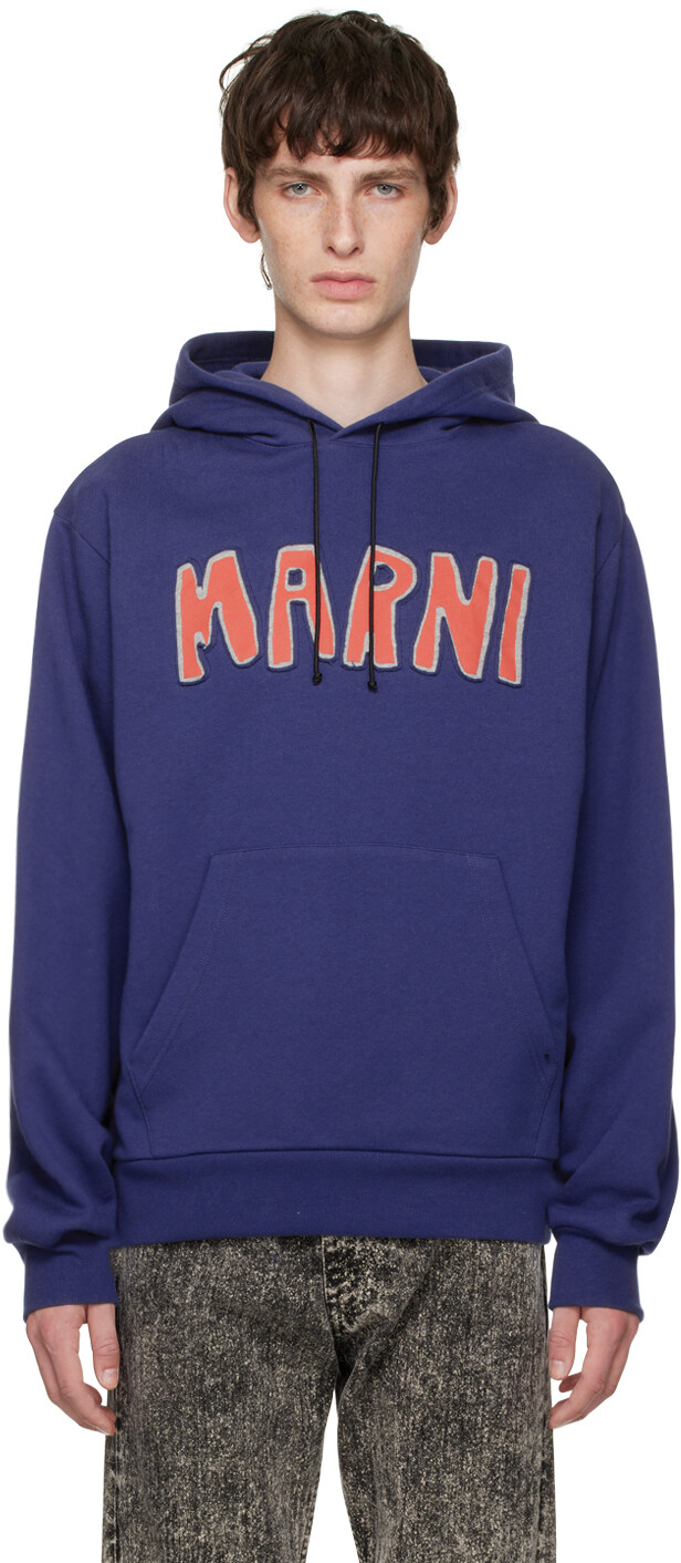 

Синий худи с вырезом Marni