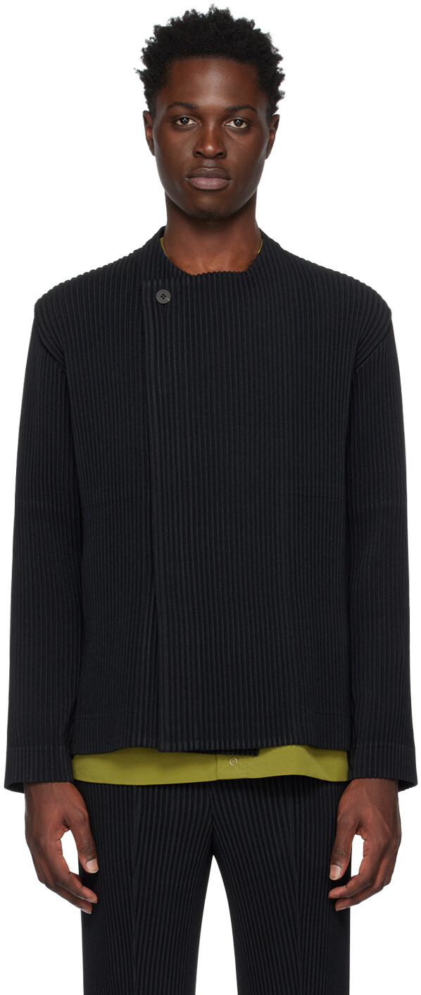 

Черная легкая куртка из шерсти Homme Plissé Issey Miyake, Черный