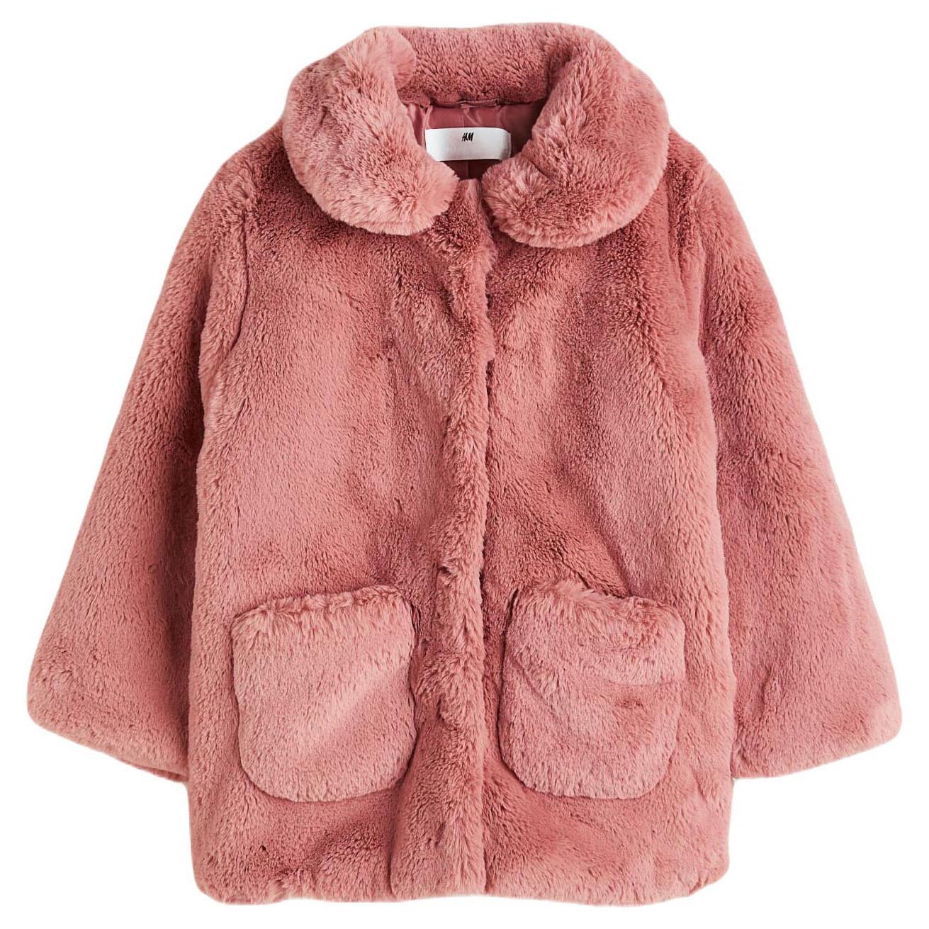 

Куртка H&M Collared Teddy Bear, темно-розовый
