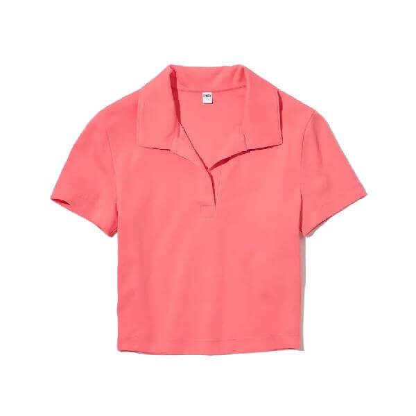 

Футболка-поло Uniqlo Cropped Skipper Collar Short, розовый