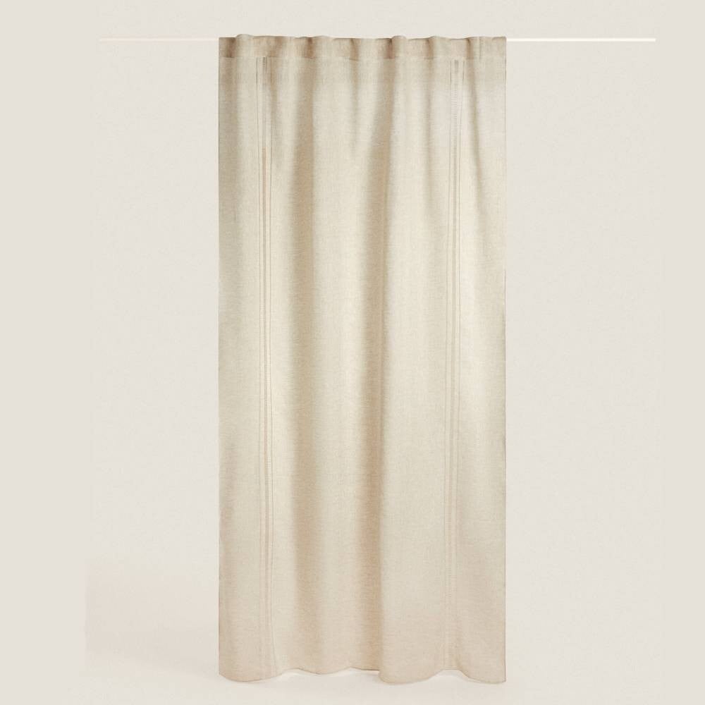 

Штора льняная Zara Home Vertical Hemstitching, бежевый