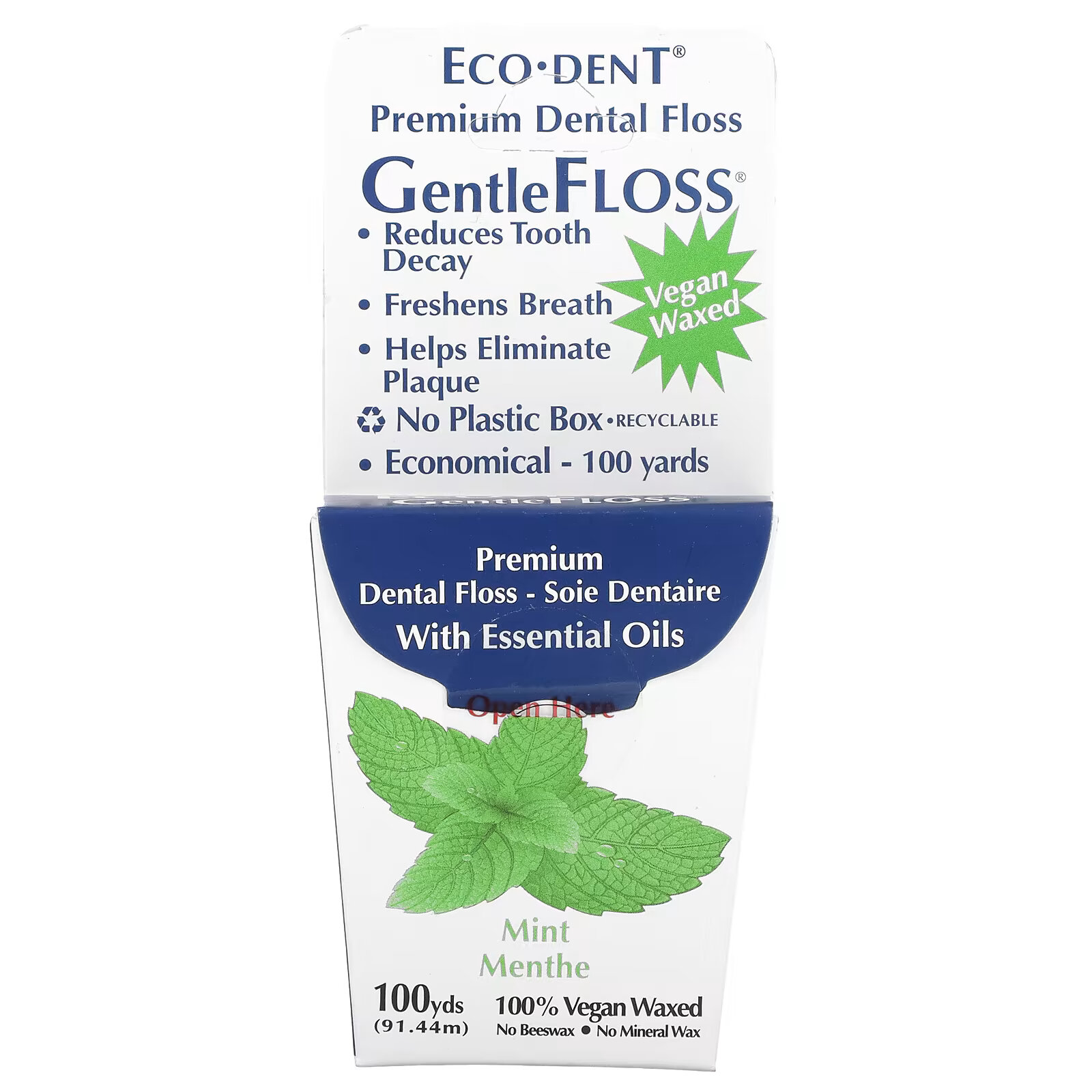 Eco-Dent, GentleFloss Зубная Нить, Мята 91.44 м eco dent gentlefloss зубная нить мята 91 44 м