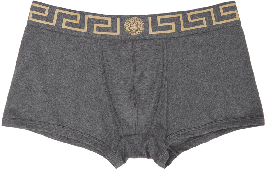 

Серые трусы-боксеры с каймой Greca Versace Underwear