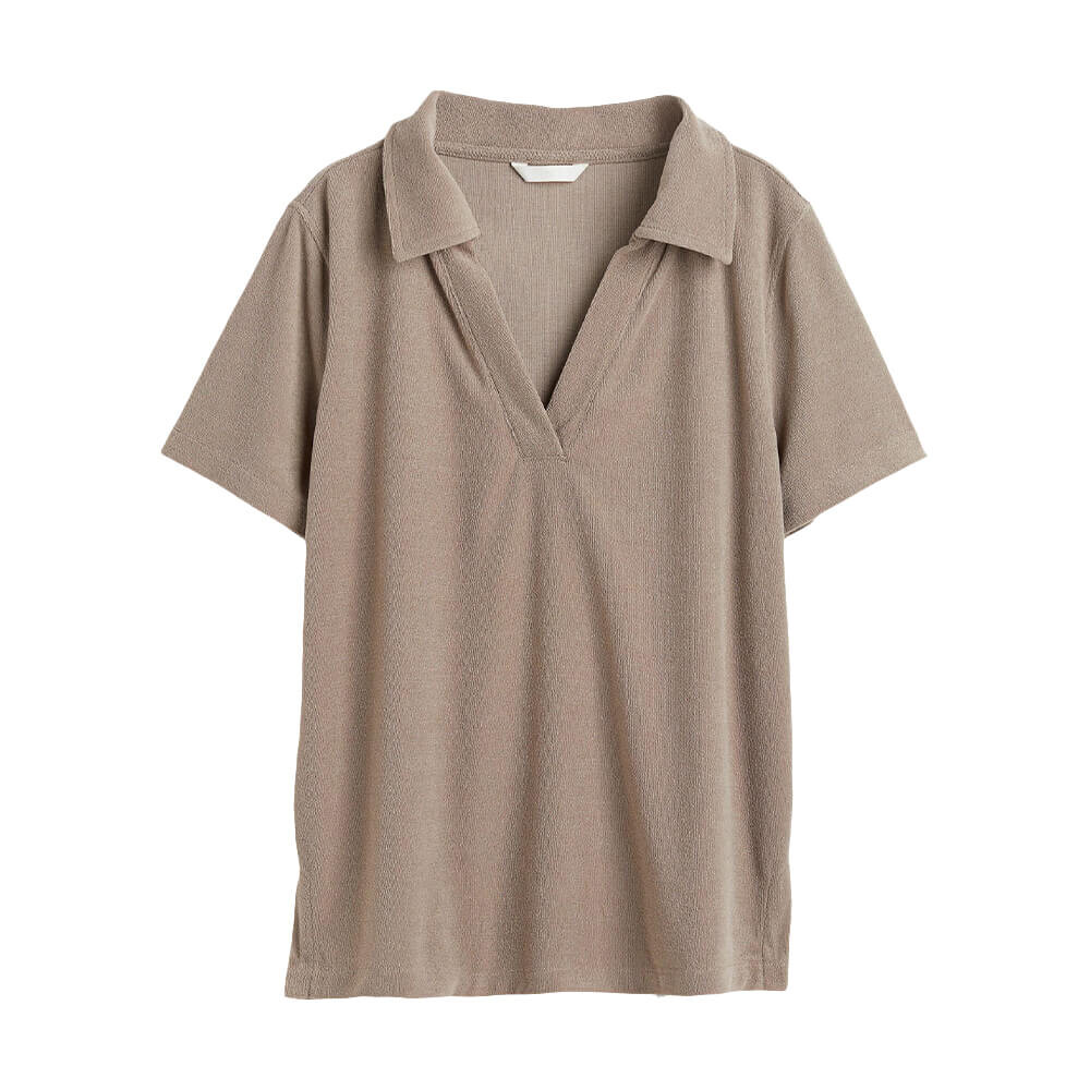 

Футболка H&M Terry Polo, тёмно-бежевый