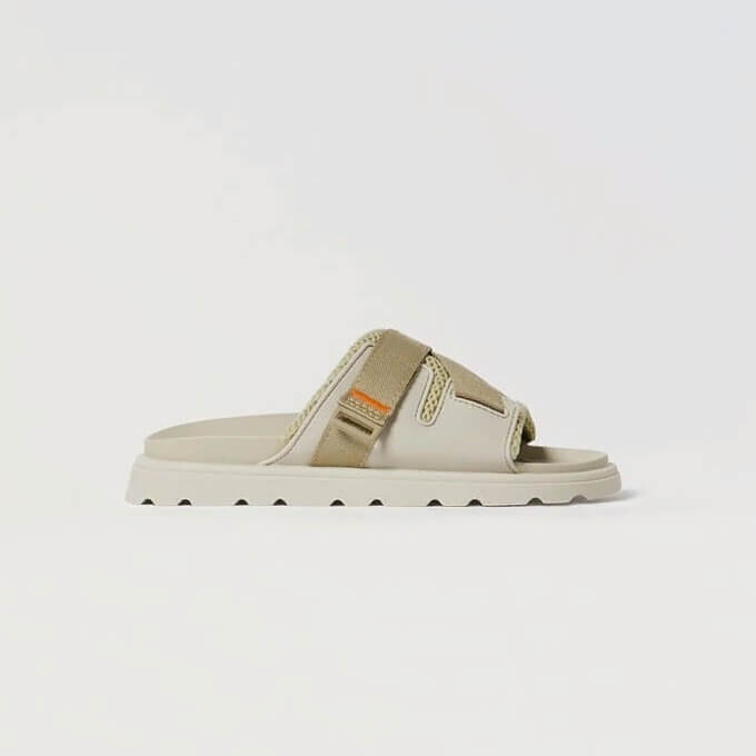 

Сандалии-слайдеры Zara Kids Monochrome, бежевый
