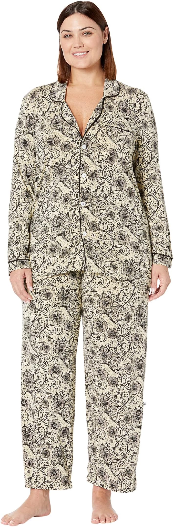 Пижамный комплект с воротником Kickee Pants, цвет Burlap Lace