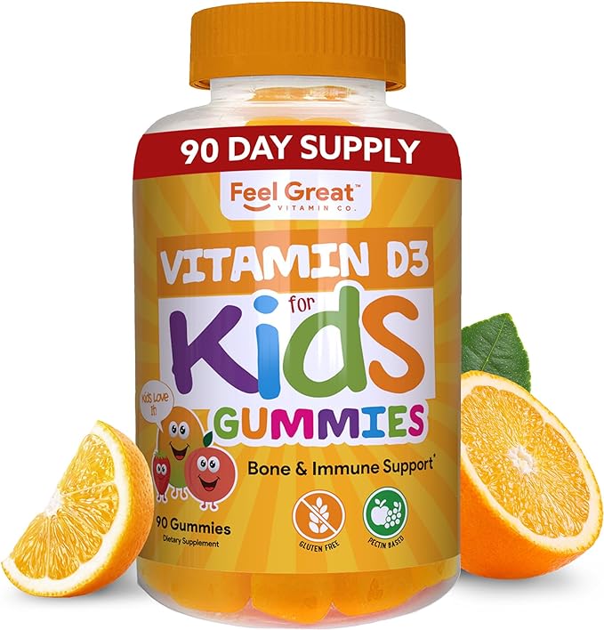 Жевательные конфеты с витамином D3 для детей Feel Great Kids, 1000 МЕ жевательные конфеты trace minerals с витамином d3 k2 клубника 60 таблеток