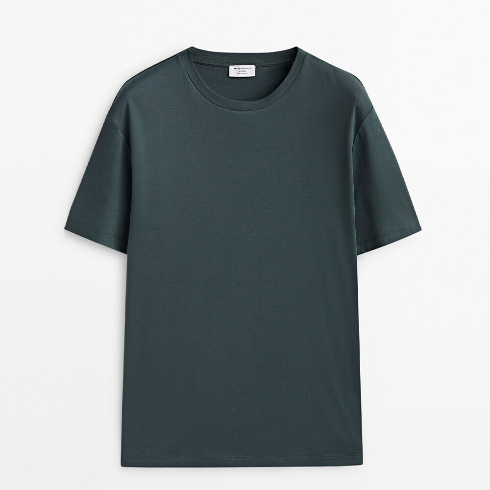 

Футболка свободного кроя из хлопка Massimo Dutti, травянисто-зеленый