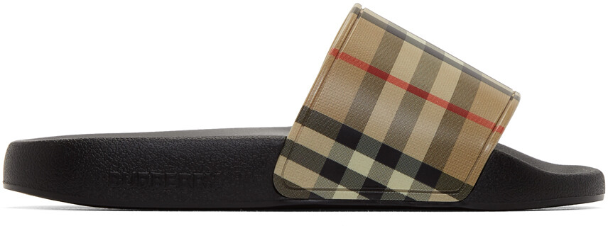 

Бежевые шлепанцы Furley в клетку Burberry