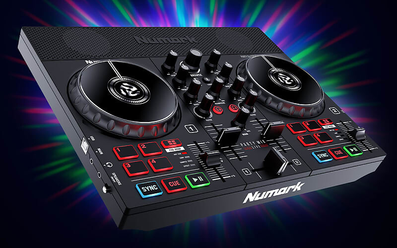 

Party Mix Live DJ КОНТРОЛЛЕР СО ВСТРОЕННЫМ СВЕТОВЫМ ШОУ И ДИНАМИКАМИ Numark PartyMix Live