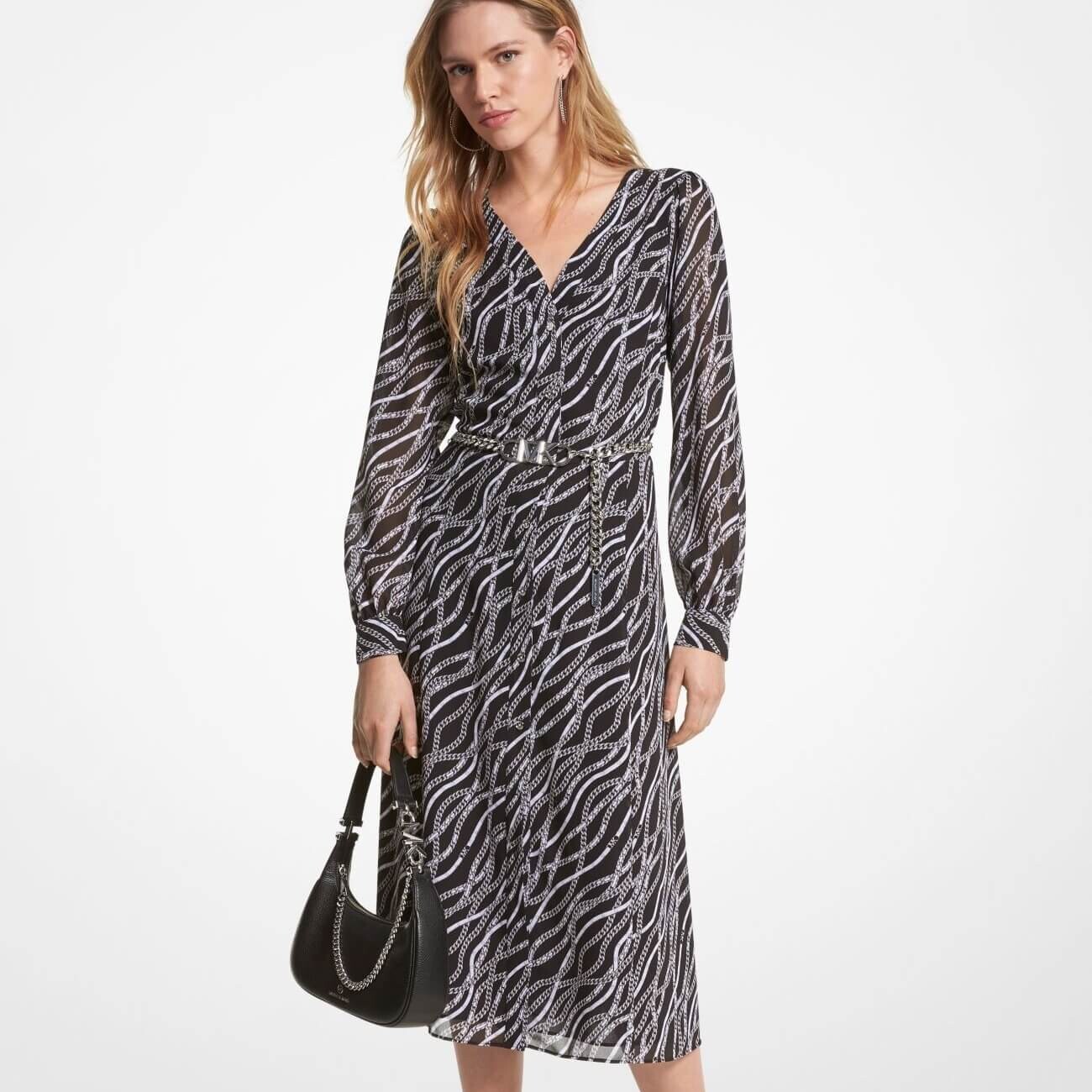 

Платье Michael Michael Kors Status Print Georgette, черный