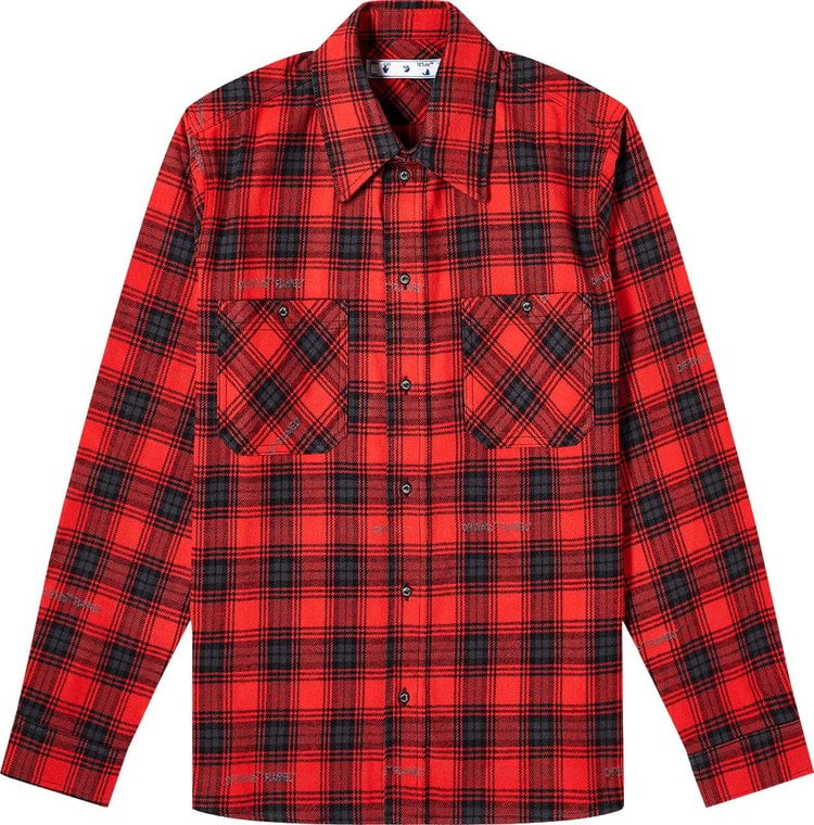 Рубашка Off-White Stencil Flannel Check Shirt 'Red/Black', красный - фото