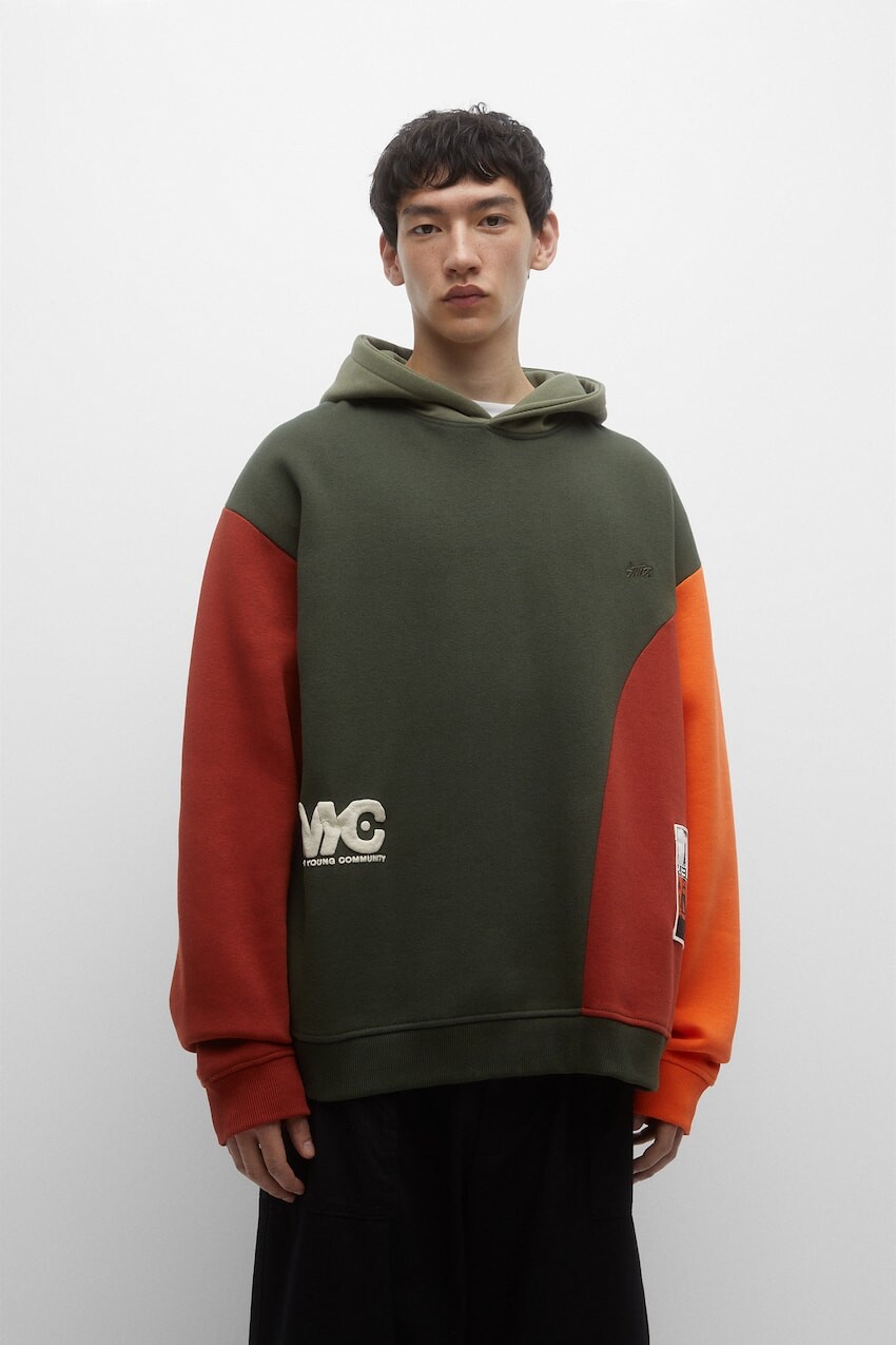 

Толстовка со вставками Pull&Bear, хаки
