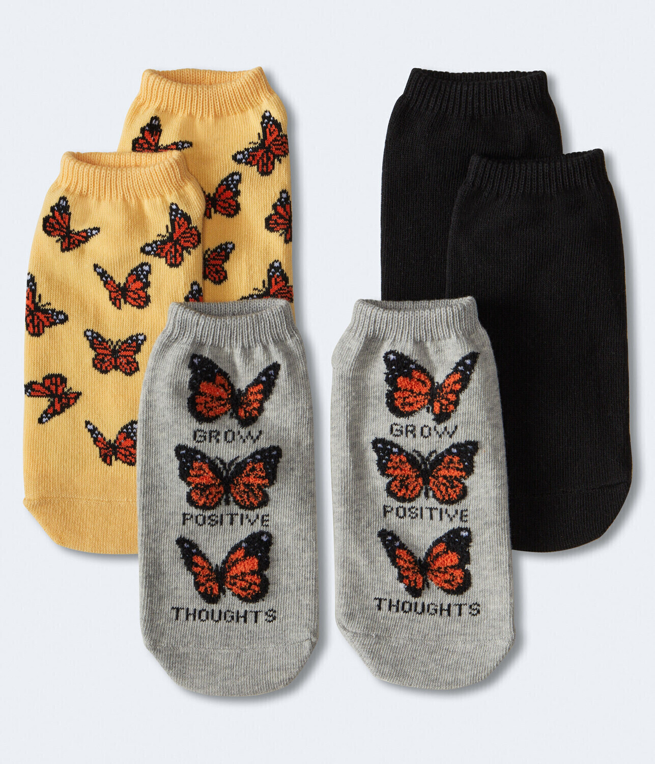 

Носки до щиколотки Positive Thoughts Butterfly, 3 пары Aeropostale, серый